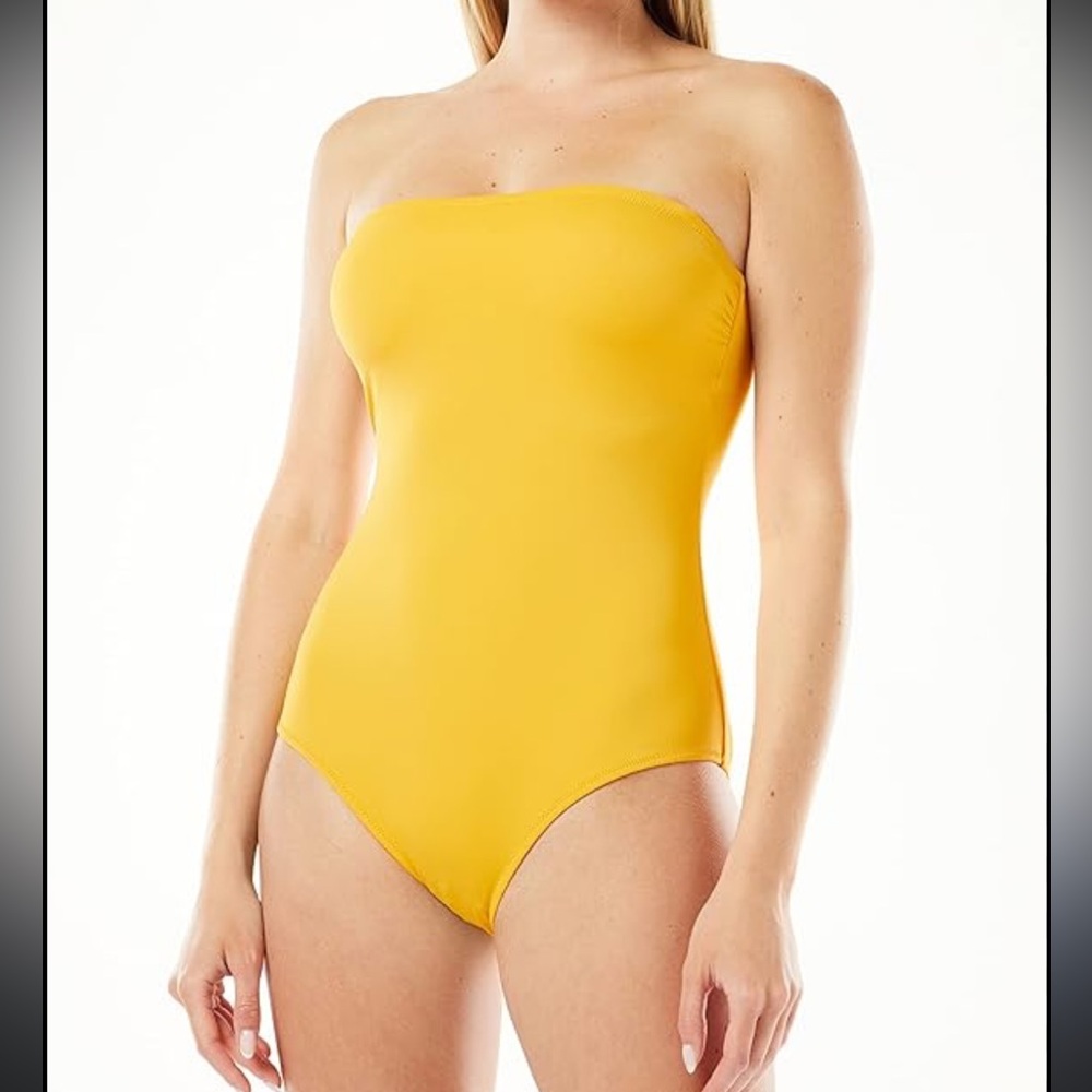 CAMI and JAX Sarah Yellow Strapless Swimsuit Size M